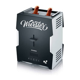 Severin WT 5005 Grill para Salchichas, 2000 W, 2 Ranuras, Negro y Gris, Fritura Baja en Grasas, Temporizador 5 Min