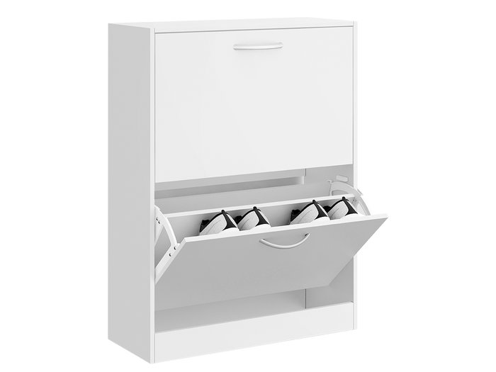 Giftdecor Zapatero de Madera de 2 Pisos, Blanco, Dimensiones: 60 cm (Ancho) x 80 cm (Alto) x 24 cm (Largo)