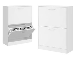 Giftdecor Zapatero de Madera de 2 Pisos, Blanco, Dimensiones: 60 cm (Ancho) x 80 cm (Alto) x 24 cm (Largo)