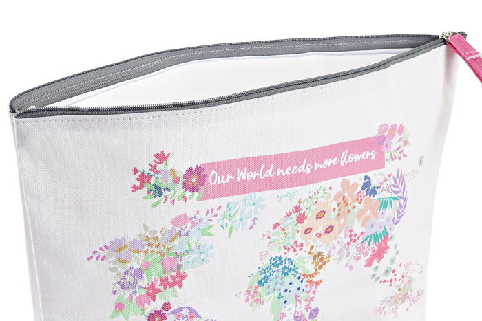 DKD Home Decor Neceser Urban World&flowers Impermeable Azul Rosa 8 x 21 x 33 cm