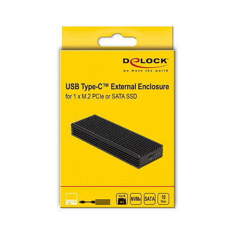 DeLOCK Caja externa combo USB Type-C para SSD M.2 NVMe PCIe o SATA, Negro