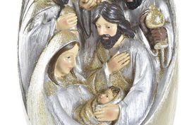 DKD Home Decor Nacimiento Navidad Tradicional Dorado Plateado Resina Purpurina 10.5 x 19 x 11.5 cm