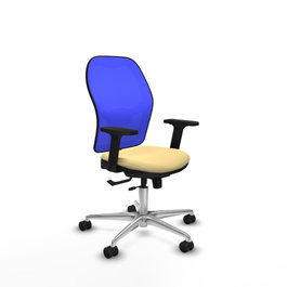 PIQUERAS Y CRESPO Silla de oficina Jorquera con mecanismo Sincro/Traslack, Azul y Crema