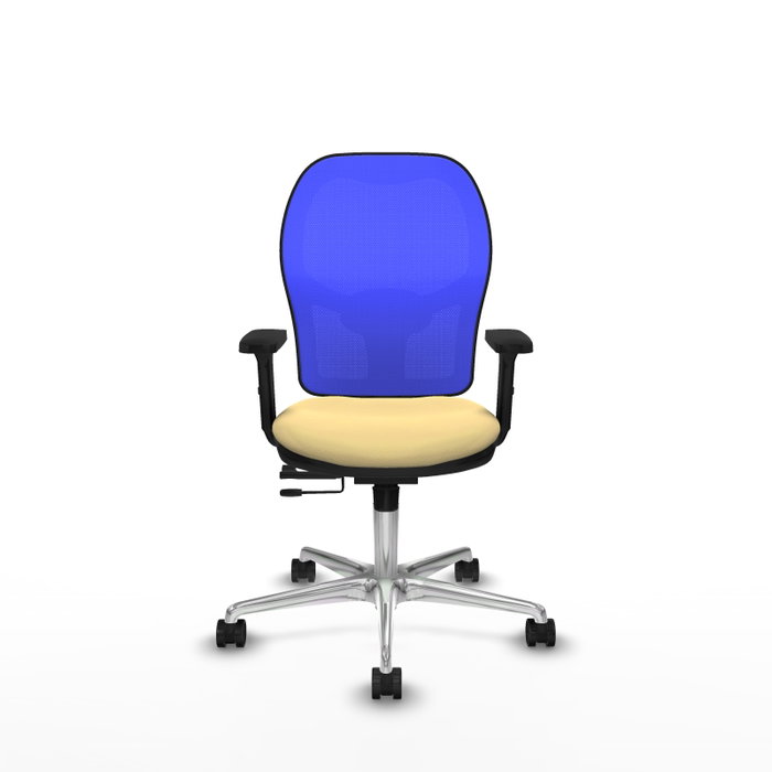 PIQUERAS Y CRESPO Silla de oficina Jorquera con mecanismo Sincro/Traslack, Azul y Crema