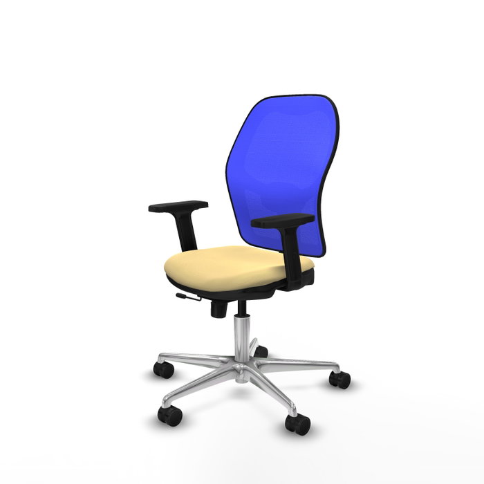 PIQUERAS Y CRESPO Silla de oficina Jorquera con mecanismo Sincro/Traslack, Azul y Crema
