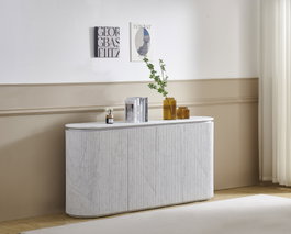 DKD Home Decor Buffet MDF Granito Símil Mármol Blanco 180x40x85