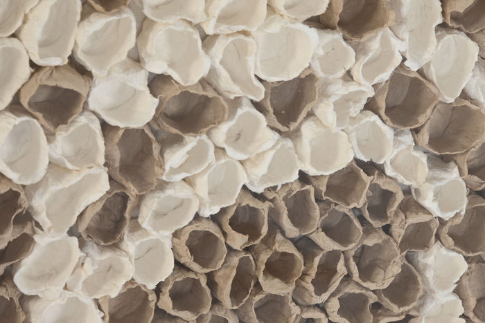 DKD Home Decor Cuadro Moderno de Cristal y Papel Maché 80x80 cm, Natural/Blanco