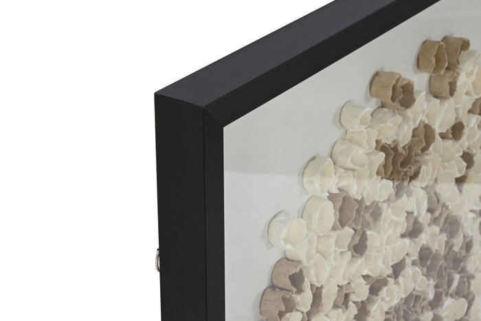 DKD Home Decor Cuadro Moderno de Cristal y Papel Maché 80x80 cm, Natural/Blanco