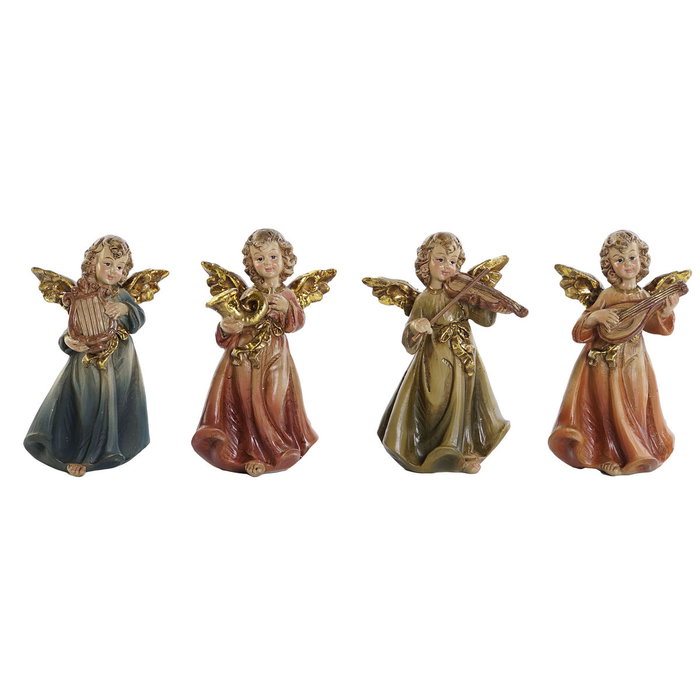 DKD Home Decor Figura de Ángel en Resina Multicolor, Pack de 4 DKD Home Decor Figura de Ángel en Resina Multicolor, Pack de 4