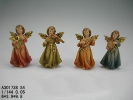 DKD Home Decor Figura Ángel Resina Multicolor 3.9 x 9.8 x 6 cm (4 Unidades)