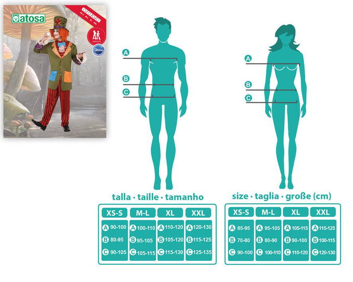 Disfraz para Adultos Sombrerero loco (3 Pcs) XXL Disfraz para Adultos Sombrerero loco (3 Pcs) XXL