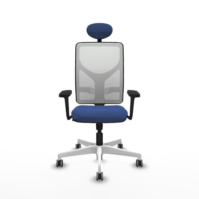 PIQUERAS Y CRESPO Silla de oficina Motilla con mecanismo Sincro, Azul marino y Blanco