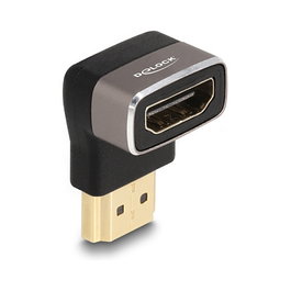 DeLOCK Adaptador HDMI Macho a Hembra 90° Acodado Hacia Arriba, 8K 60 Hz, Gris Metal