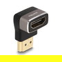 DeLOCK Adaptador HDMI Macho a Hembra 90° Acodado Hacia Arriba, 8K 60 Hz, Gris Metal
