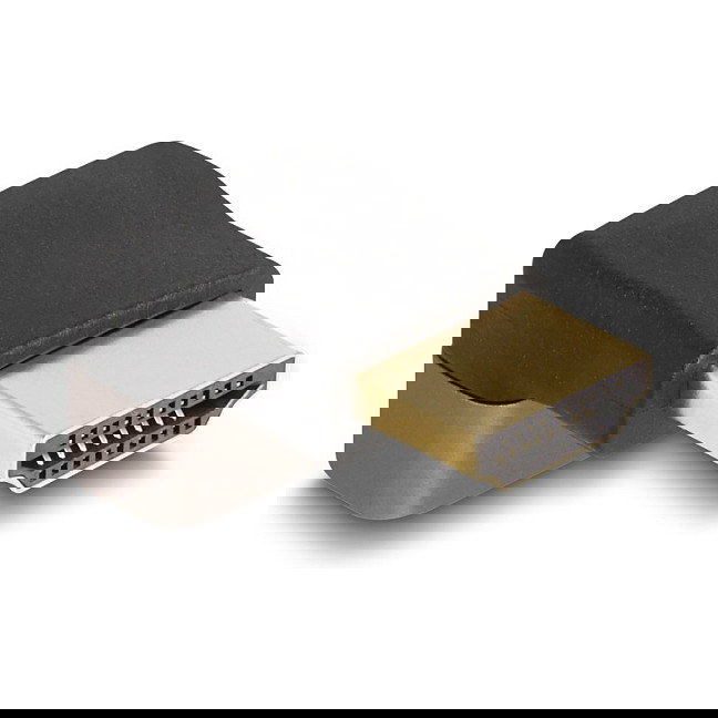 DeLOCK Adaptador HDMI Macho a Hembra 90° Acodado Hacia Arriba, 8K 60 Hz, Gris Metal