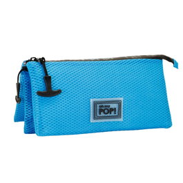 Oh My Pop Estuche Portatodo Triple Mesh Cyan Neon Azul