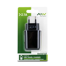 myway cargador de pared USB 2.1A negro