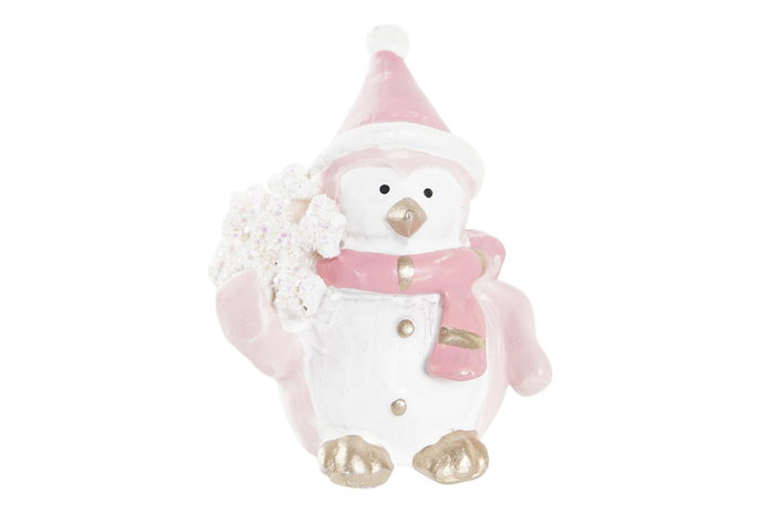 DKD Home Decor Figura Navidad Fantasia Resina Rosa Blanco 2.5 x 4 x 3.5 cm (4 Unidades)