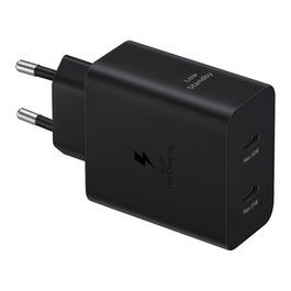 Samsung Cargador 50W Duo Super Fast Charging 2.0 - Cargador de Pared con 2 Puertos USB-C y Cable USB-C de 1.8m - Negro