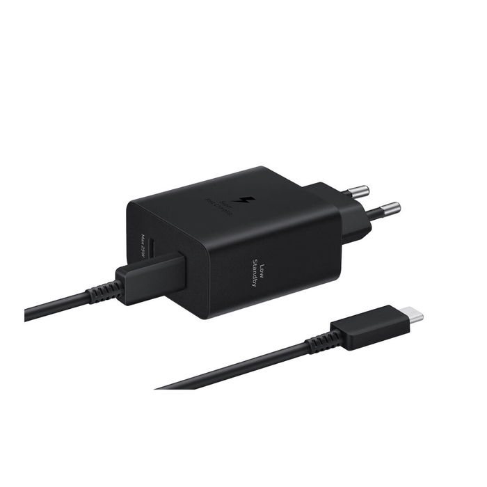 Samsung Cargador 50W Duo Super Fast Charging 2.0 - Cargador de Pared con 2 Puertos USB-C y Cable USB-C de 1.8m - Negro