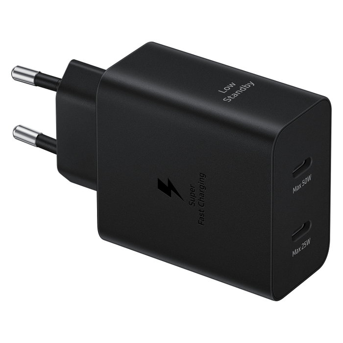 Samsung Cargador 50W Duo 2x USB-C con Cable 1.8m Carga Rápida Negro Samsung Cargador 50W Duo 2x USB-C con Cable 1.8m Carga Rápida Negro