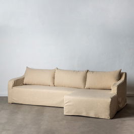 Sofá Chaise Longue Beige Tejido Salón 249 X 160 X 73 cm