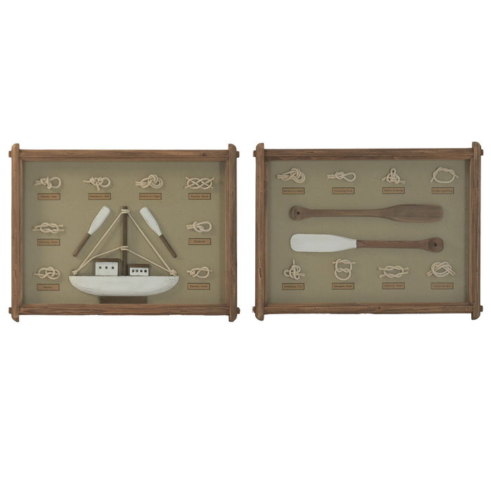 DKD Home Decor Cuadro de Pino y Cristal con Nudos, Set de 2 unidades, 59x45 cm