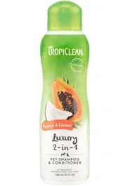 TropiClean Champú y Acondicionador 2en1 Papaya Coco para Perros y Gatos - 355 mL