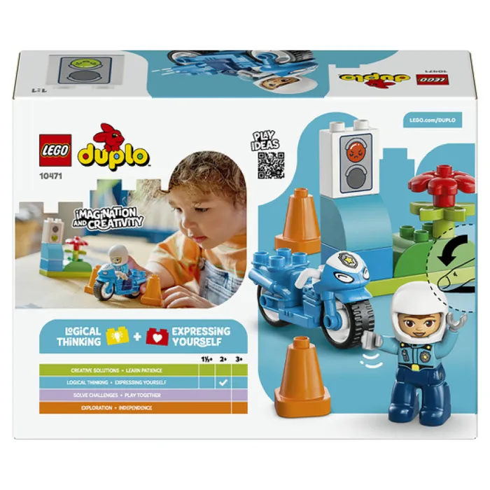 Lego Juego de Construcción Moto De Policía Azul Duplo