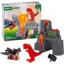 Brio Volcán en erupción de dinosaurios RAV7312350360929 - Accesorio de circuito de tren de madera, acción de juego sin batería/imán, edades 3+