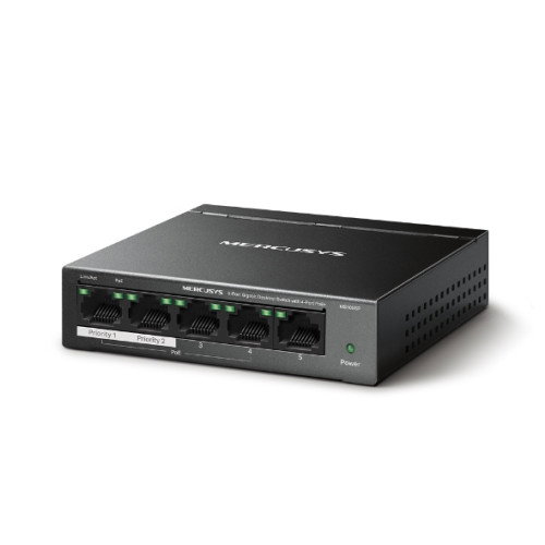 Mercusys MS105GP Switch Gigabit Ethernet (10/100/1000) con PoE Negro