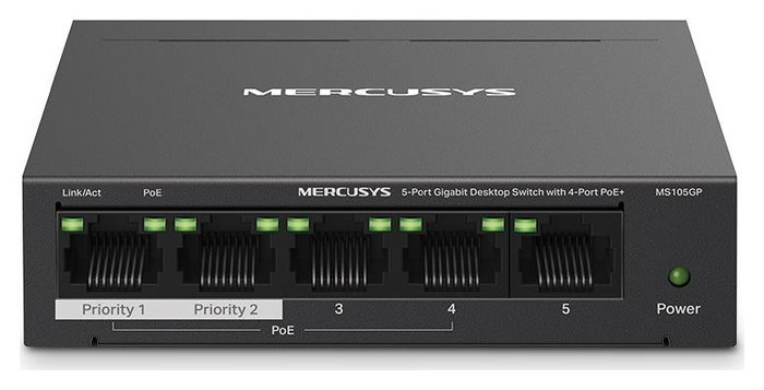 Mercusys MS105GP Switch Gigabit de 5 puertos con 4 puertos PoE+