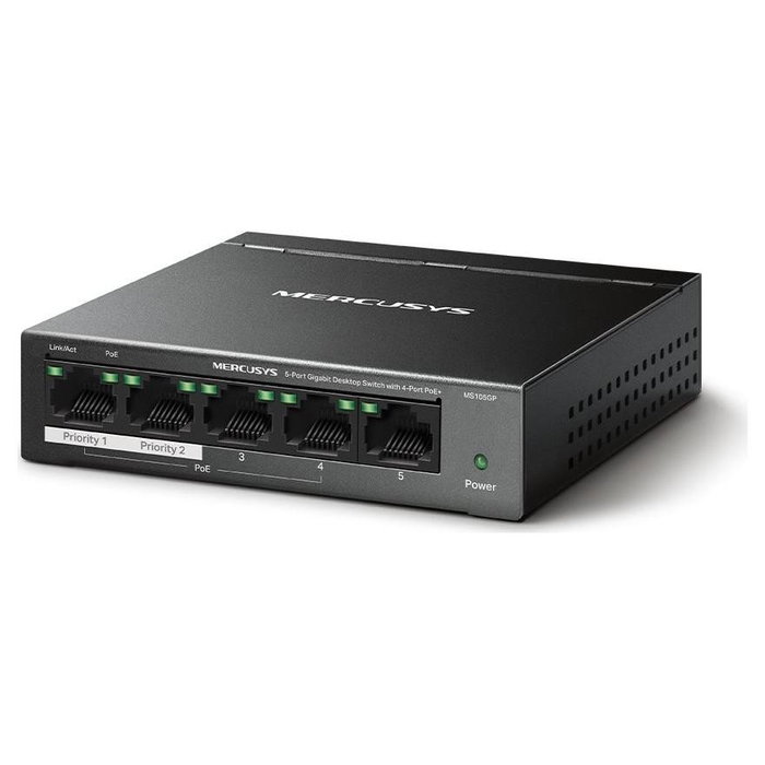 Mercusys MS105GP Switch Gigabit de 5 puertos con 4 puertos PoE+