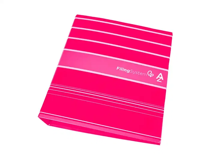 Liderpapel Archivador de Palanca A4 Filing System 80mm Rosa con Caja y Compresor Metálico Forrado