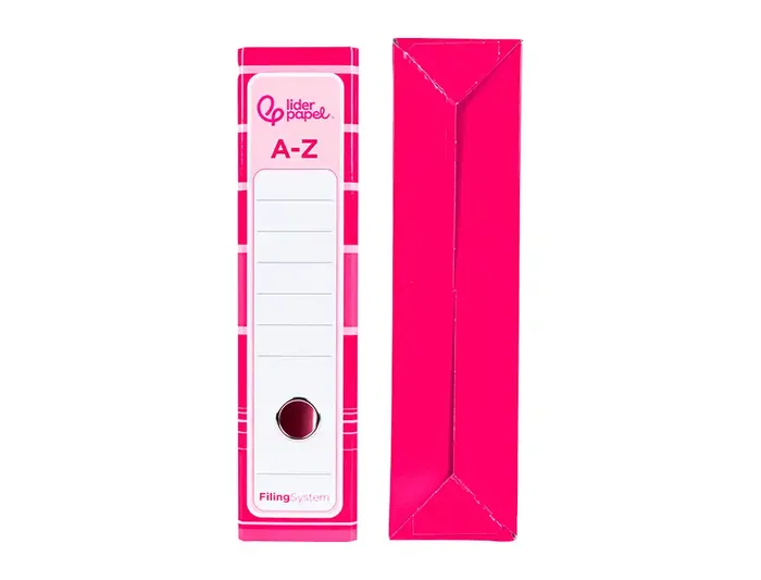 Liderpapel Archivador de Palanca A4 Filing System 80mm Rosa con Caja y Compresor Metálico Forrado