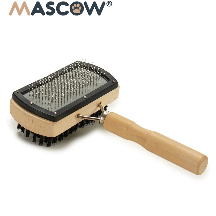 Mascow Cepillo Doble Mascota Rodillo Mango Plástico Acero Marrón Gris 17x18x5cm (Set de 24)