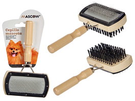 Mascow Cepillo Doble Mascota Rodillo Mango Plástico Acero Marrón Gris 17x18x5cm (Set de 24)