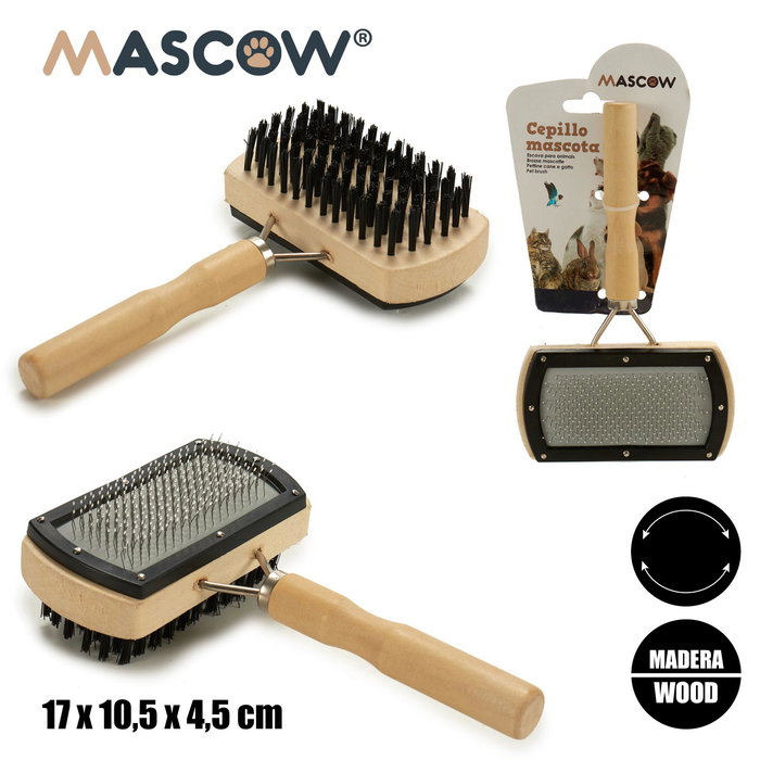 Mascow Cepillo Doble Mascota Rodillo Mango Plástico Acero Marrón Gris 17x18x5cm (Set de 24)