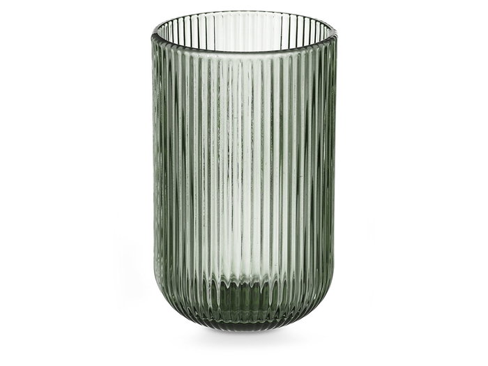 VIVALTO Vaso Alto Verde Musgo Rayas 430 ml Vidrio 7.9x12.8x7.9 cm (Set de 24)
