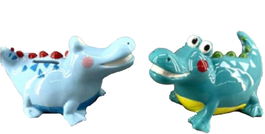 DKD Home Decor Hucha Kids Cocodrilo Azul Verde Dolomita 9 x 9 x 16 cm (6 Unidades)