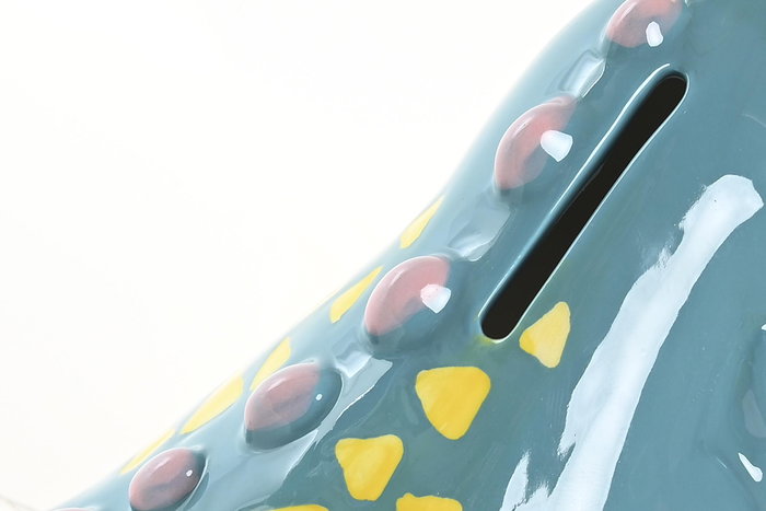 DKD Home Decor Hucha Kids Cocodrilo Azul Verde Dolomita 9 x 9 x 16 cm (6 Unidades)