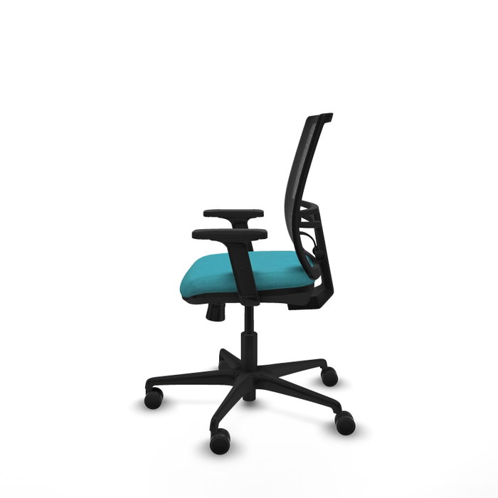PIQUERAS Y CRESPO Silla de oficina Yunquera con mecanismo Sincro/Traslack, Tela Turquesa y Malla Negra