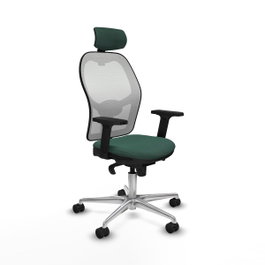 PIQUERAS Y CRESPO Silla de oficina Jorquera con mecanismo Sincro, Verde botella y Blanco
