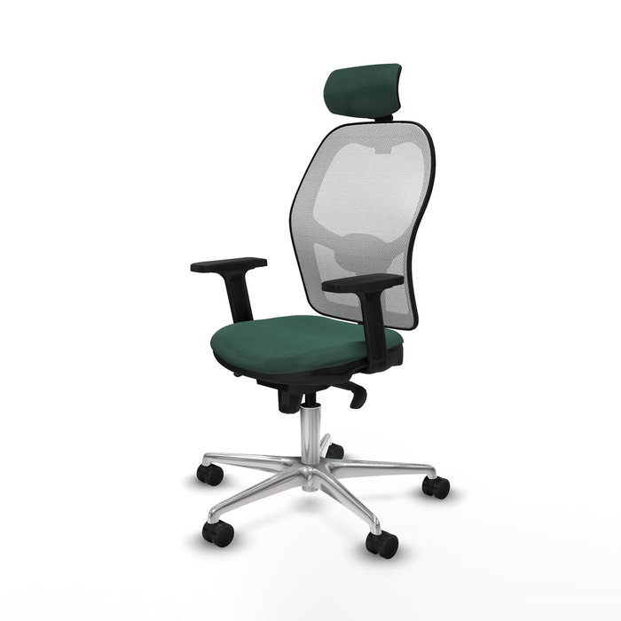 PIQUERAS Y CRESPO Silla de oficina Jorquera con mecanismo Sincro, Verde botella y Blanco