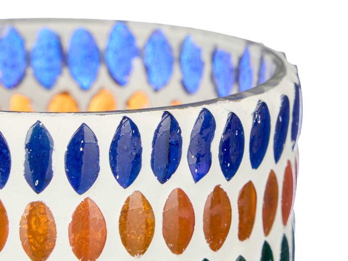 Giftdecor Portavela Redondo Rombos Surtidos Vidrio Multicolor 8 x 9.5 x 8 cm (Set de 24)