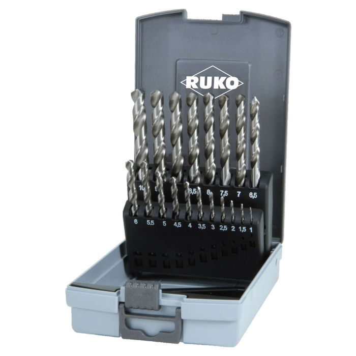 Set de brocas RUKO 9 mm 13 mm 10 mm 6 mm 3 mm 7 mm 12 mm 5 mm 4 mm 2 mm 8 mm 1,5 mm 2,5 mm 3,5 mm 4,5 mm 5,5 mm 1 mm 11 mm 8,5 m Set de brocas RUKO 9 mm 13 mm 10 mm 6 mm 3 mm 7 mm 12 mm 5 mm 4 mm 2 mm 8 mm 1,5 mm 2,5 mm 3,5 mm 4,5 mm 5,5 mm 1 mm 11 mm 8,5 m