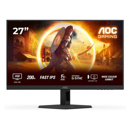 AOC 27G4HRE Monitor Gaming 27 Pulgadas (68,6 cm) Full HD Fast IPS 200Hz 1ms GTG, NVIDIA G-SYNC, HDR10, 2xHDMI 2.0, DisplayPort 1.4, Altavoces, Negro/Rojo
