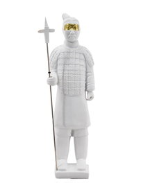 DKD Home Decor Figura de Guerrero Blanco y Dorado en Resina de 44 cm