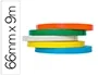 Q-connect Cinta adhesiva para cerrar bolsas, 66 m x 9 mm, pack de 6 unidades, colores surtidos