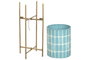 DKD Home Decor Set de 2 Maceteros de Metal con Mosaico Azul